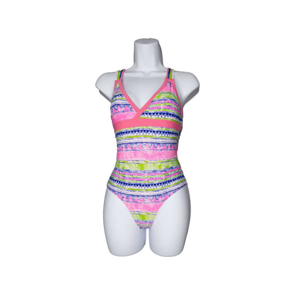 YMI Girls Lined Strappy Back One Piece Swimsuit Multicolor Size 14